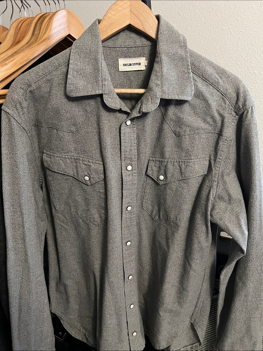 Taylor Stitch Gray Western-Style Snap Button Shirt